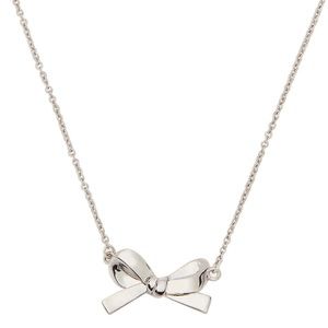 🎀♠️ KATE SPADE • Silver Skinny Mini Pendant Bow Necklace, NWT!